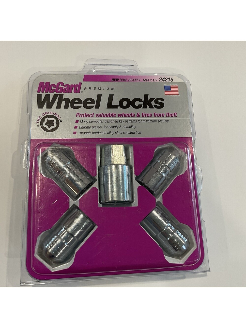 Chrome Cone Seat Wheel Lock 24215 Set M14 x 1.5 Thread Size Set of 4 Locks